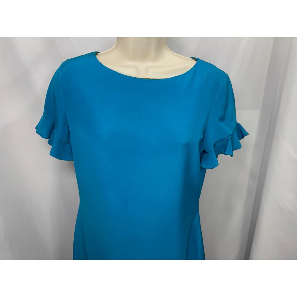 Flores & Flores 100% Silk Ruffle Hem and Sleeve Dress - Size 8